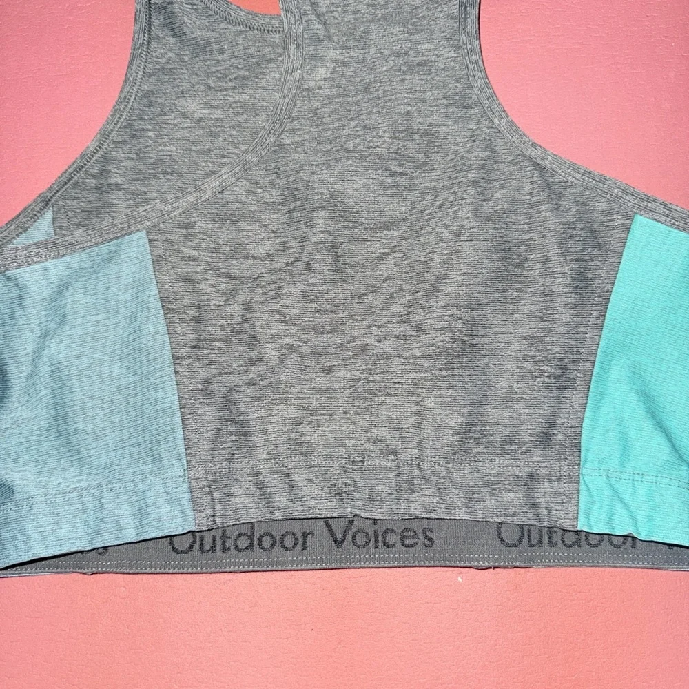 Like new Outdoor Voices grey and blue Athena sports bra size medium